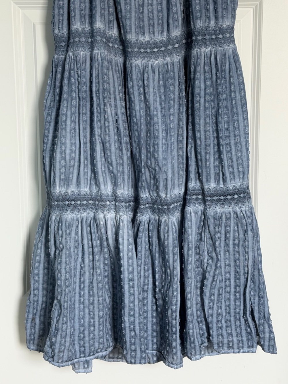 American Eagle Outfitters Light Blue Cotton Tiered Maxi Dress XL 54875 - Picture 4 of 16